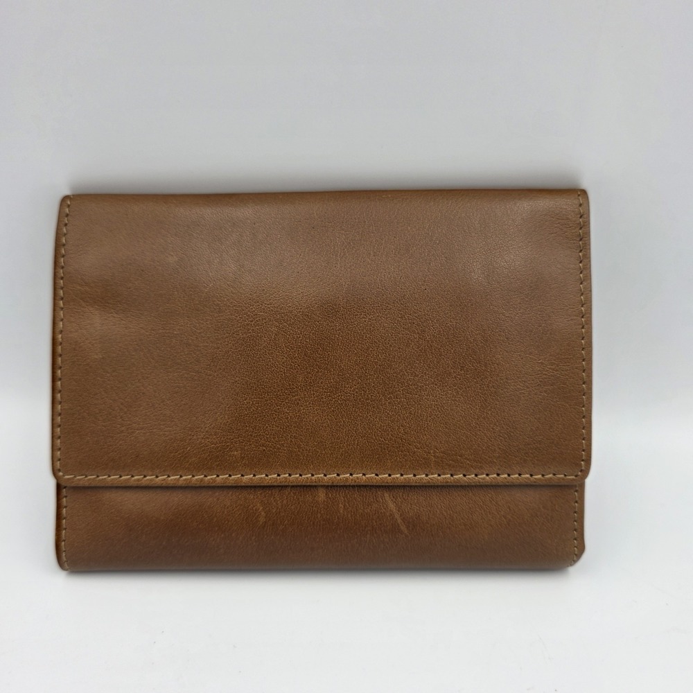 Mulholland Handcrafted Brown Leather Snap TriFold Wallet Bill Coin Card Zipper